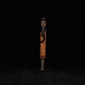 This image portrays Straight Taper Burl Hybrid XL Dynavap Stem + Book-Matched M.P. by Dovetail Woodwork.