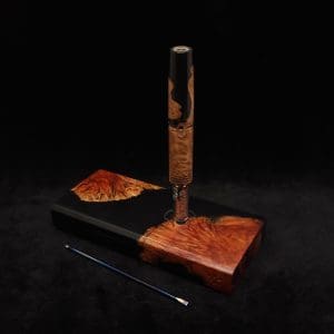 This image portrays Dynavap Device/Material Storage Case-High Class Burl (XL) Hybrid by Dovetail Woodwork.