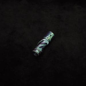 This image portrays Titanium Tip: HELIX-Color Shifting-Emerald Green Anodized by Dovetail Woodwork.