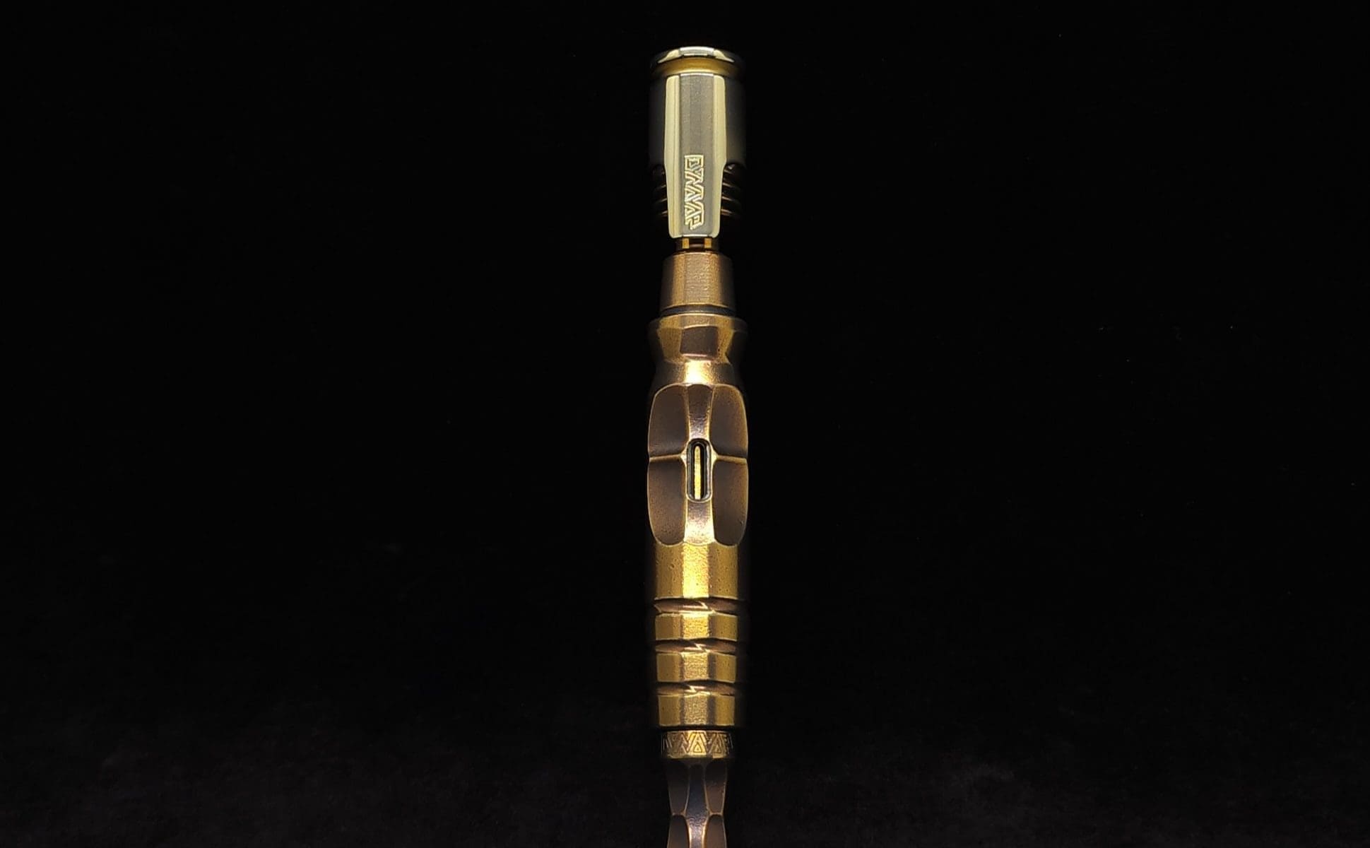 This image portrays The HyperDyn-Full Device w/Case-Golden Anodized-NEW! by Dovetail Woodwork.