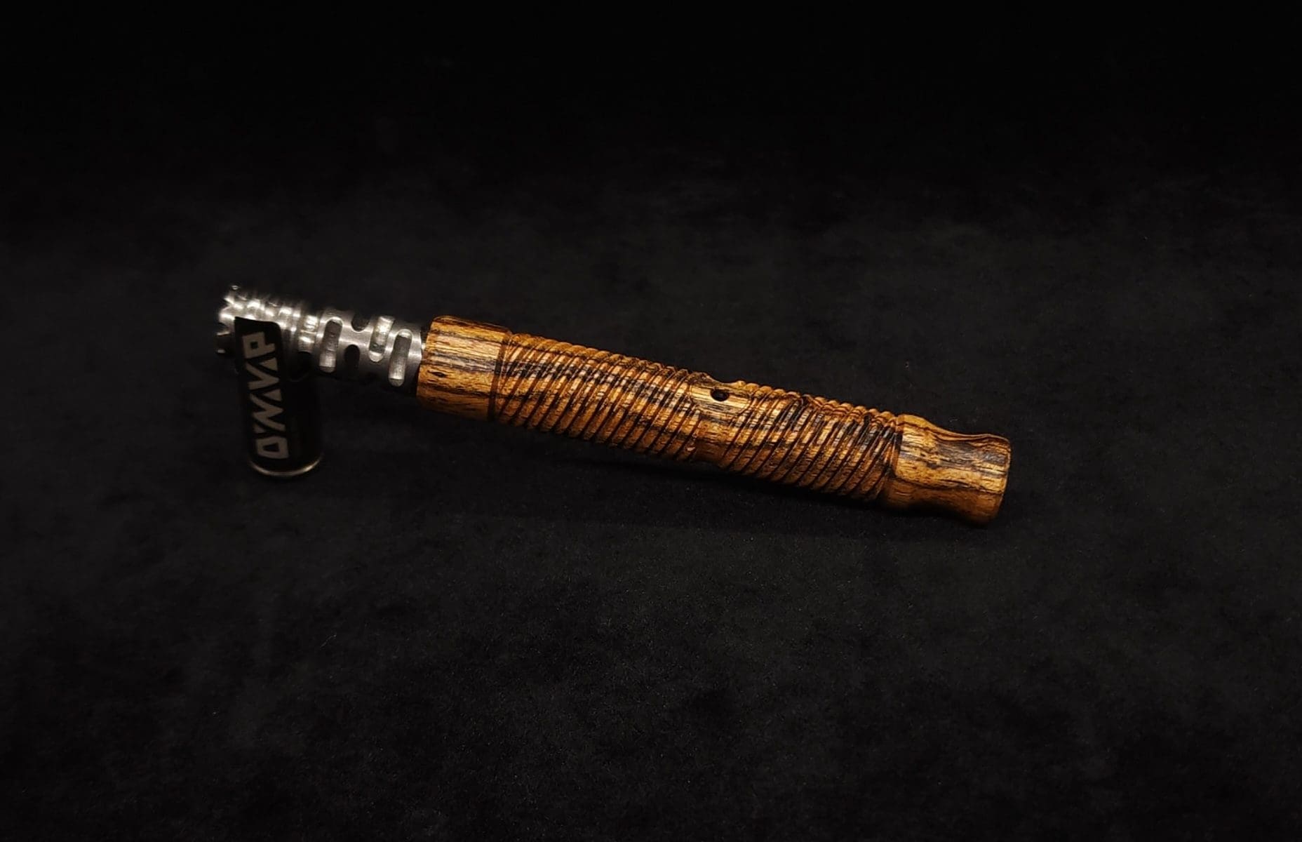 This image portrays Attenuated Dynavap XL Spiral Burl Stem + Matching M.P.-NEW! by Dovetail Woodwork.