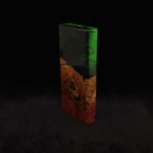 This image portrays Dynavap Device/Material Storage Case-High Class Burl (XL) Luminescent Hybrid by Dovetail Woodwork.