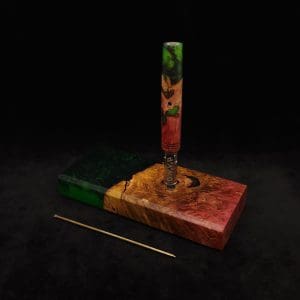 This image portrays Dynavap Device/Material Storage Case-High Class Burl (XL) Luminescent Hybrid by Dovetail Woodwork.