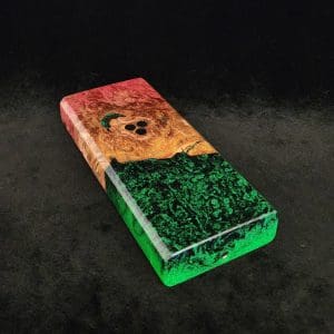 This image portrays Dynavap Device/Material Storage Case-High Class Burl (XL) Luminescent Hybrid by Dovetail Woodwork.