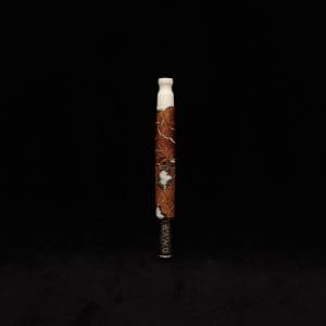 This image portrays Straight Taper Burl Hybrid XL-Luminescent-Dynavap Stem + Book-Matched M.P. by Dovetail Woodwork.