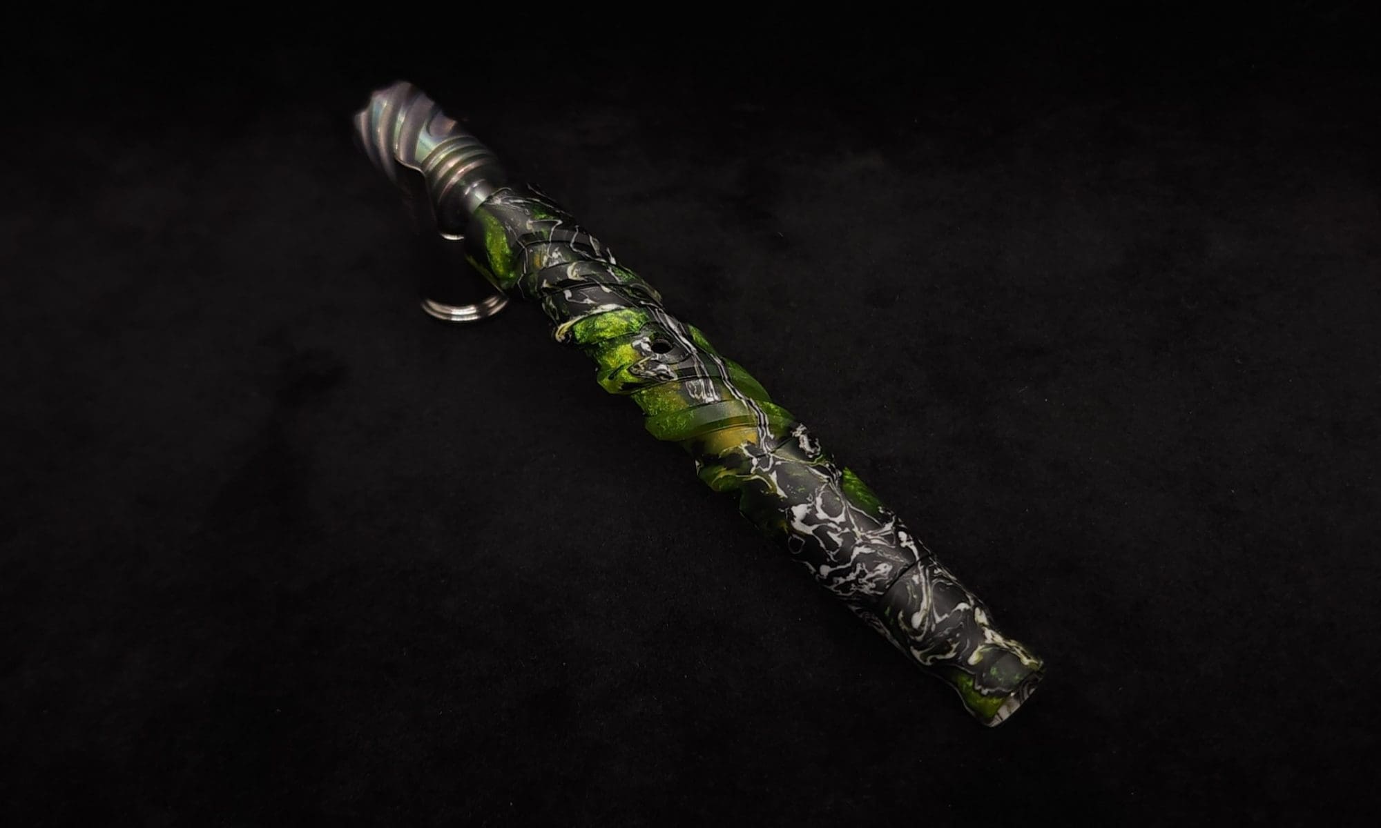 This image portrays Helical Dynavap XL Cosmic Stem + Book-Matched Mouthpiece-NEW! by Dovetail Woodwork.