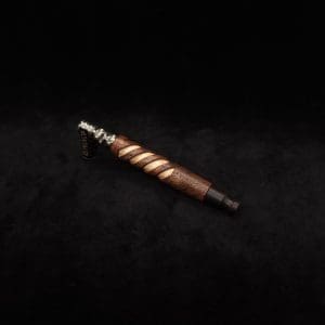 This image portrays Layered Helical Dynavap (Standard) Stem + Matched Mouthpiece-NEW! by Dovetail Woodwork.