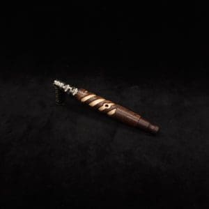 This image portrays Layered Helical Dynavap (Standard) Stem + Matched Mouthpiece-NEW! by Dovetail Woodwork.