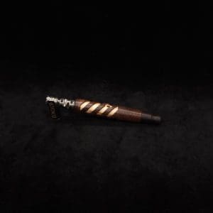 This image portrays Layered Helical Dynavap (Standard) Stem + Matched Mouthpiece-NEW! by Dovetail Woodwork.