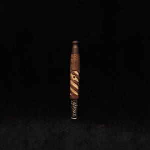 This image portrays Layered Helical Dynavap (Standard) Stem + Matched Mouthpiece-NEW! by Dovetail Woodwork.