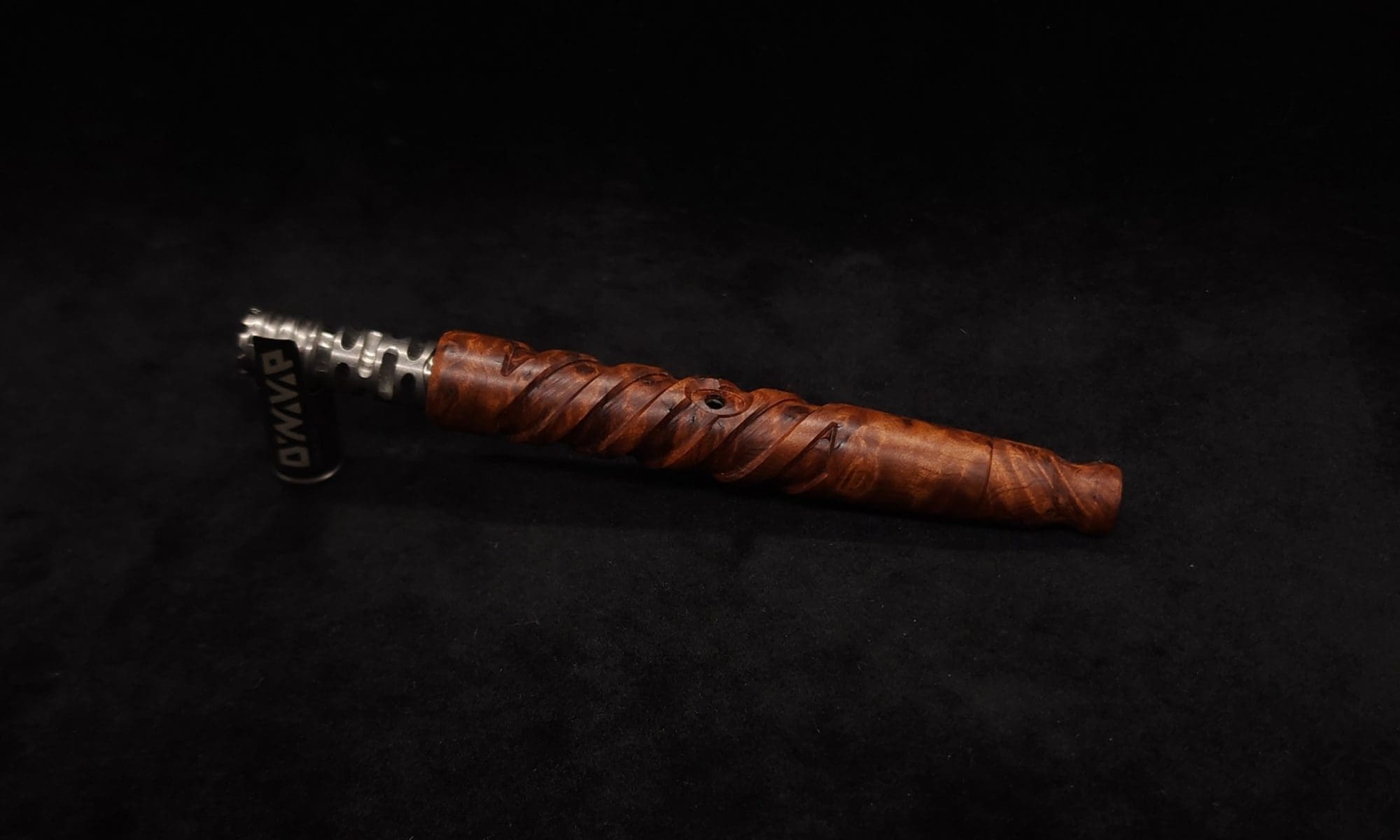 This image portrays Helical Dynavap XL Exhibition Grade Burl Stem + Book-Matched M.P.-NEW! by Dovetail Woodwork.