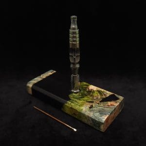 This image portrays Dynavap Device/Material Storage Case-High Class Burl (XL) Hybrid by Dovetail Woodwork.