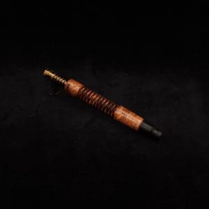 This image portrays 3D Spiral Weave XL-Dynavap Burl Stem + Black Ebony M.P. (No Air-port)- New! by Dovetail Woodwork.