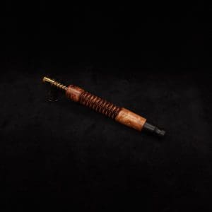 This image portrays 3D Spiral Weave XL-Dynavap Burl Stem + Black Ebony M.P. (No Air-port)- New! by Dovetail Woodwork.