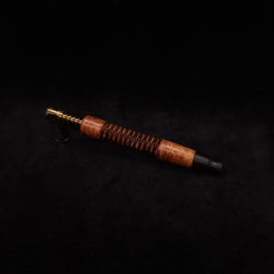 This image portrays 3D Spiral Weave XL-Dynavap Burl Stem + Black Ebony M.P. (No Air-port)- New! by Dovetail Woodwork.