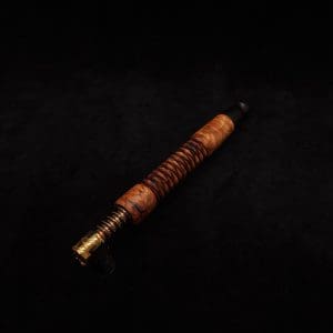 This image portrays 3D Spiral Weave XL-Dynavap Burl Stem + Black Ebony M.P. (No Air-port)- New! by Dovetail Woodwork.