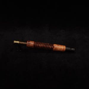 This image portrays 3D Spiral Weave XL-Dynavap Burl Stem + Black Ebony M.P. (No Air-port)- New! by Dovetail Woodwork.