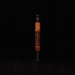 This image portrays 3D Spiral Weave XL-Dynavap Burl Stem + Black Ebony M.P. (No Air-port)- New! by Dovetail Woodwork.