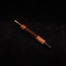 This image portrays 3D Spiral Weave XL-Dynavap Burl Stem + Black Ebony M.P. (No Air-port)- New! by Dovetail Woodwork.