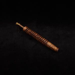 This image portrays 3D Spiral Weave XL-Dynavap (Black Walnut Burl) Stem + Book-Matched M.P. - New! by Dovetail Woodwork.