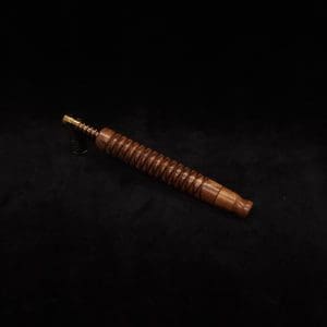 This image portrays 3D Spiral Weave XL-Dynavap (Black Walnut Burl) Stem + Book-Matched M.P. - New! by Dovetail Woodwork.