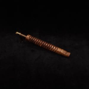 This image portrays 3D Spiral Weave XL-Dynavap (Black Walnut Burl) Stem + Book-Matched M.P. - New! by Dovetail Woodwork.