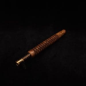 This image portrays 3D Spiral Weave XL-Dynavap (Black Walnut Burl) Stem + Book-Matched M.P. - New! by Dovetail Woodwork.