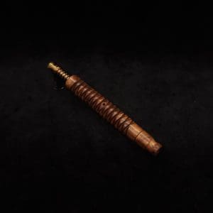 This image portrays 3D Spiral Weave XL-Dynavap (Black Walnut Burl) Stem + Book-Matched M.P. - New! by Dovetail Woodwork.