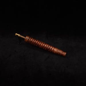 This image portrays 3D Spiral Weave XL-Dynavap (Exhibition Grade Thuya Burl) Stem + Book-Matched M.P. - New! by Dovetail Woodwork.