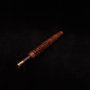 This image portrays 3D Spiral Weave XL-Dynavap (Exhibition Grade Thuya Burl) Stem + Book-Matched M.P. - New! by Dovetail Woodwork.