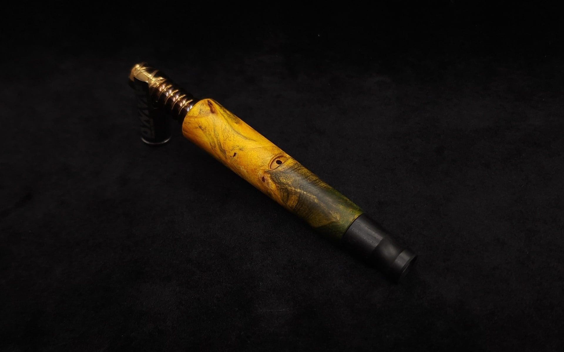 This image portrays Blunt Dynavap (Standard) Burl Stem + Ebony M.P.-NEW! by Dovetail Woodwork.