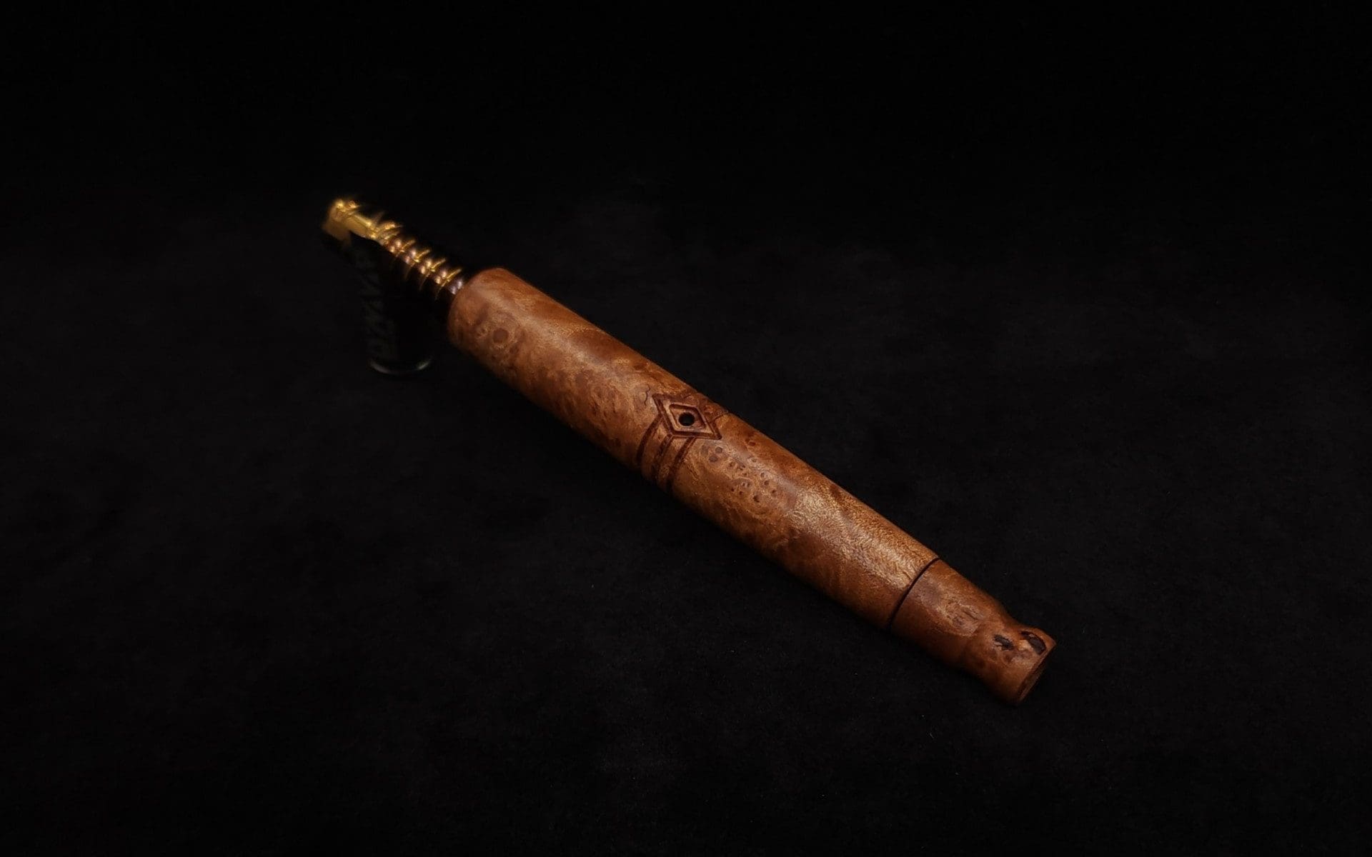 This image portrays Diamond S.T. Dynavap XL Burl Stem + Book-Matched M.P.-NEW! by Dovetail Woodwork.