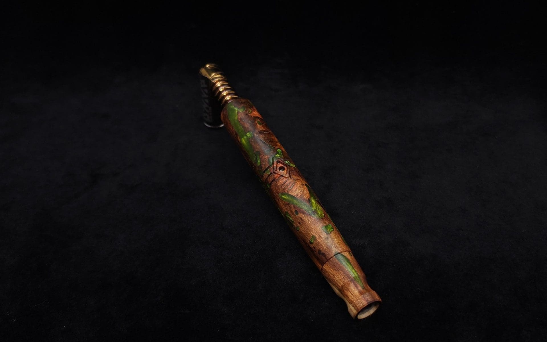 This image portrays Diamond S.T. Dynavap XL Burl Hybrid Stem + Book-Matched M.P.-NEW! by Dovetail Woodwork.