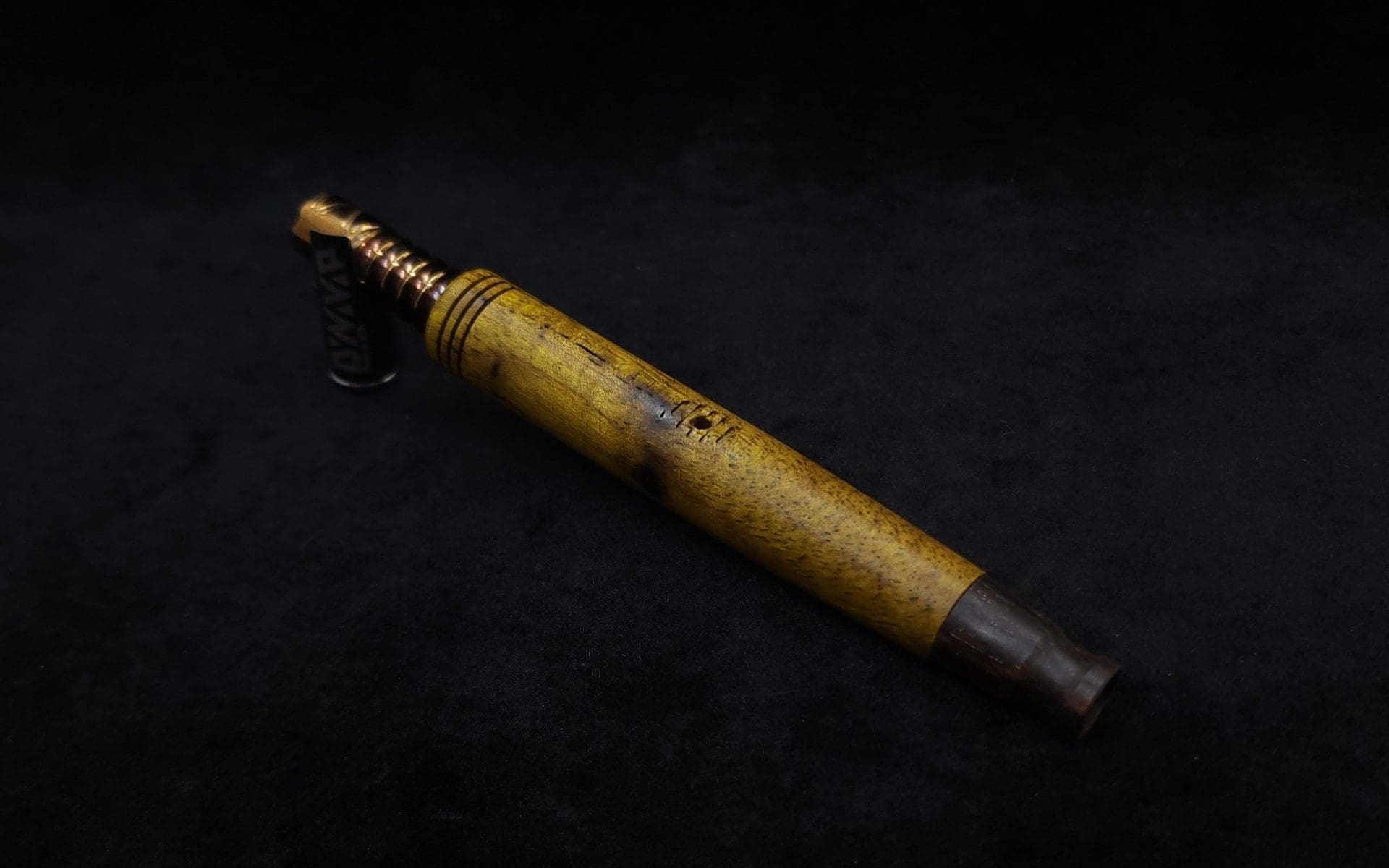 This image portrays Straight Taper XL Burl-Dynavap Stem + Blackwood M.P. - NEW! by Dovetail Woodwork.