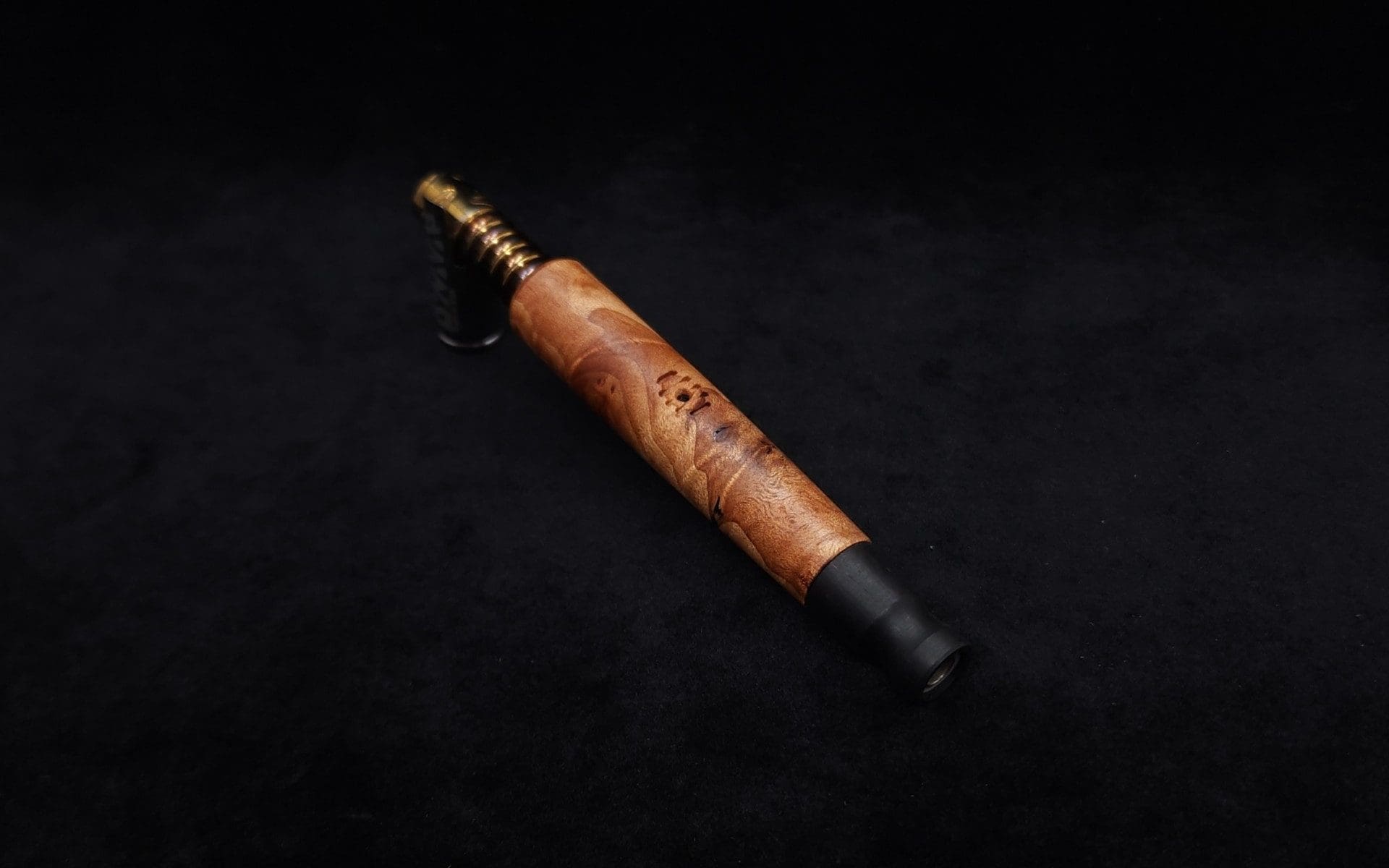 This image portrays Straight Taper (Standard) Burl-Dynavap Stem + Ebony M.P. - NEW! by Dovetail Woodwork.