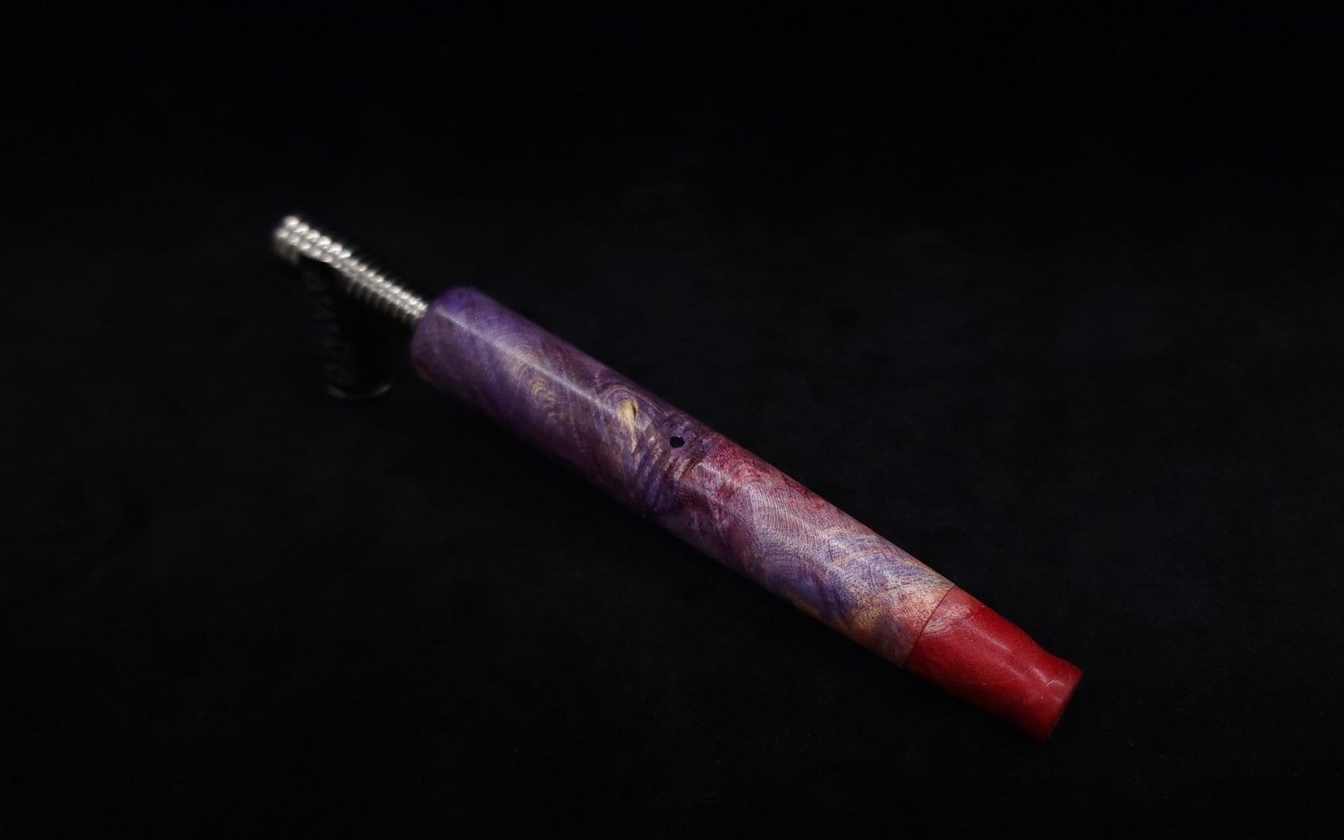 This image portrays Straight Taper XL Cosmic Burl-Dynavap Stem + Book-Matched M.P. - NEW! by Dovetail Woodwork.