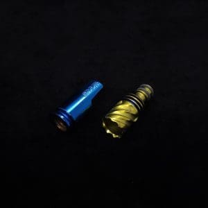 This image portrays HyperDyn Tip & Cap Kit-Anodized (Royal Blue/Gold) NEW! by Dovetail Woodwork.