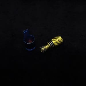 This image portrays HyperDyn Tip & Cap Kit-Anodized (Royal Blue/Gold) NEW! by Dovetail Woodwork.