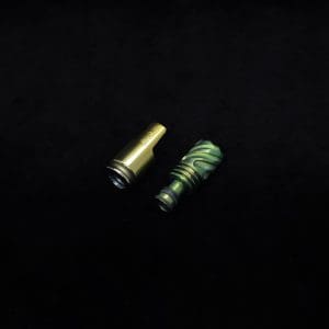 This image portrays HyperDyn Tip & Cap Kit-Anodized Emerald Green/Gold) NEW! by Dovetail Woodwork.