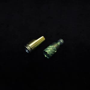 This image portrays HyperDyn Tip & Cap Kit-Anodized Emerald Green/Gold) NEW! by Dovetail Woodwork.