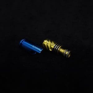 This image portrays HyperDyn Tip & Cap Kit-Anodized (Royal Blue/Gold) NEW! by Dovetail Woodwork.