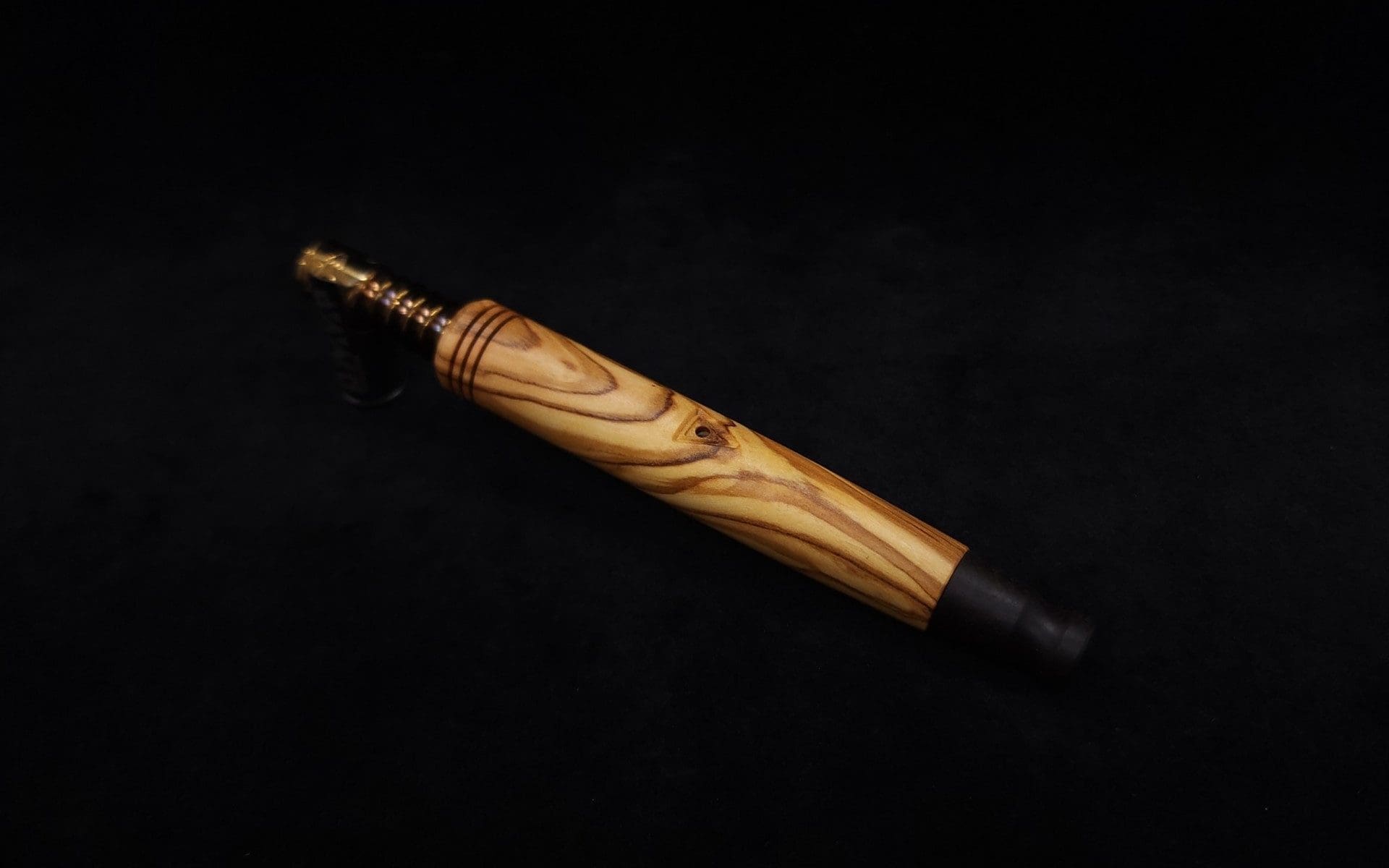 This image portrays Straight Taper XL-Dynavap Stem + Striped Ebony M.P. - NEW! by Dovetail Woodwork.