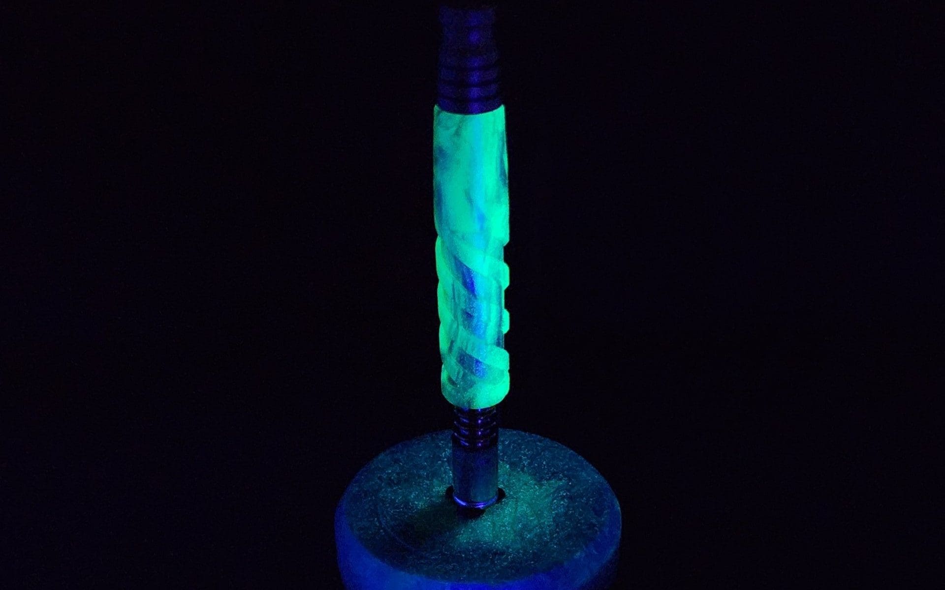 This image portrays Helical Dynavap (Standard) Luminescent Stem + Purpleheart M.P.-NEW by Dovetail Woodwork.