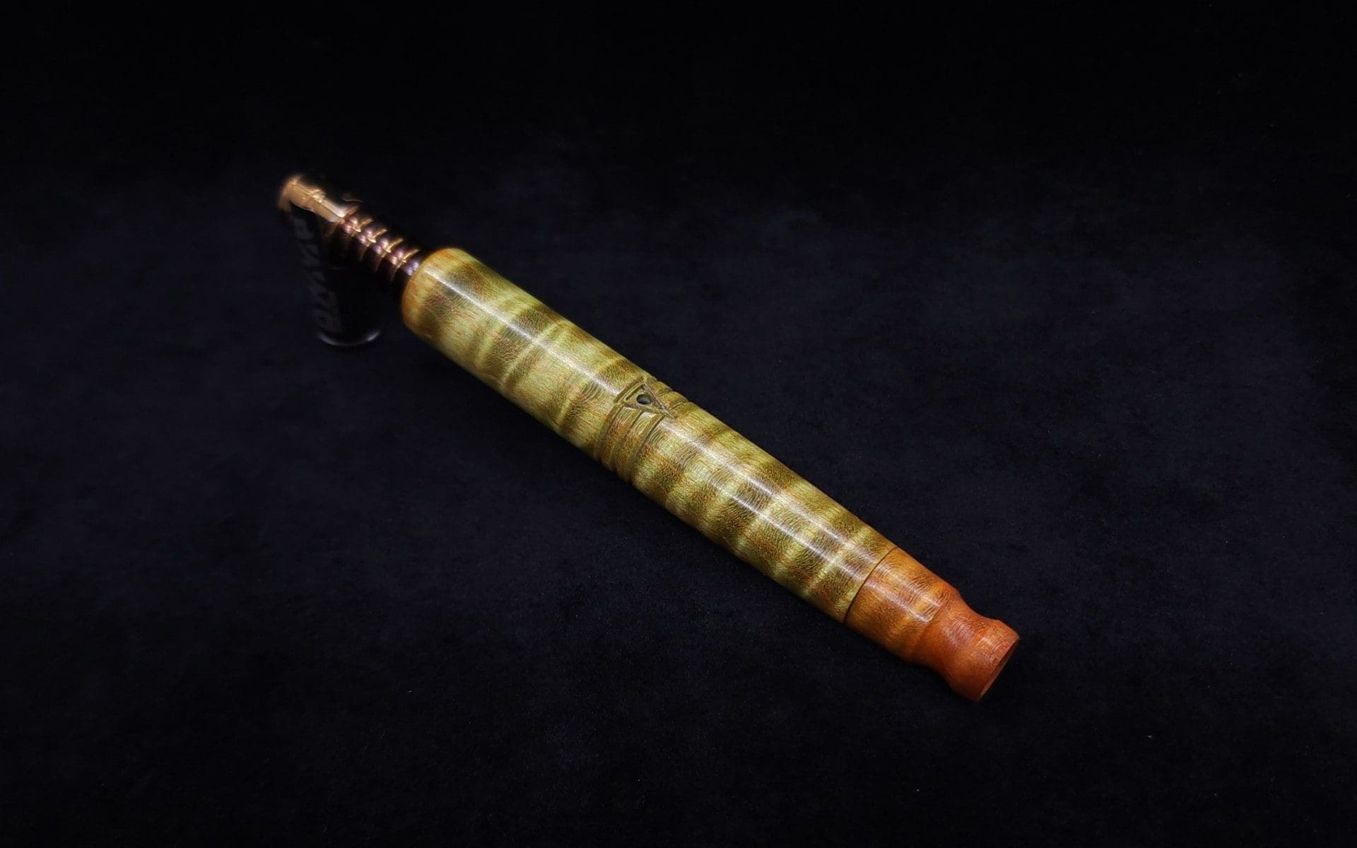 This image portrays Straight Taper XL-Dynavap Burl Stem + Book-Matched M.P. - NEW! by Dovetail Woodwork.