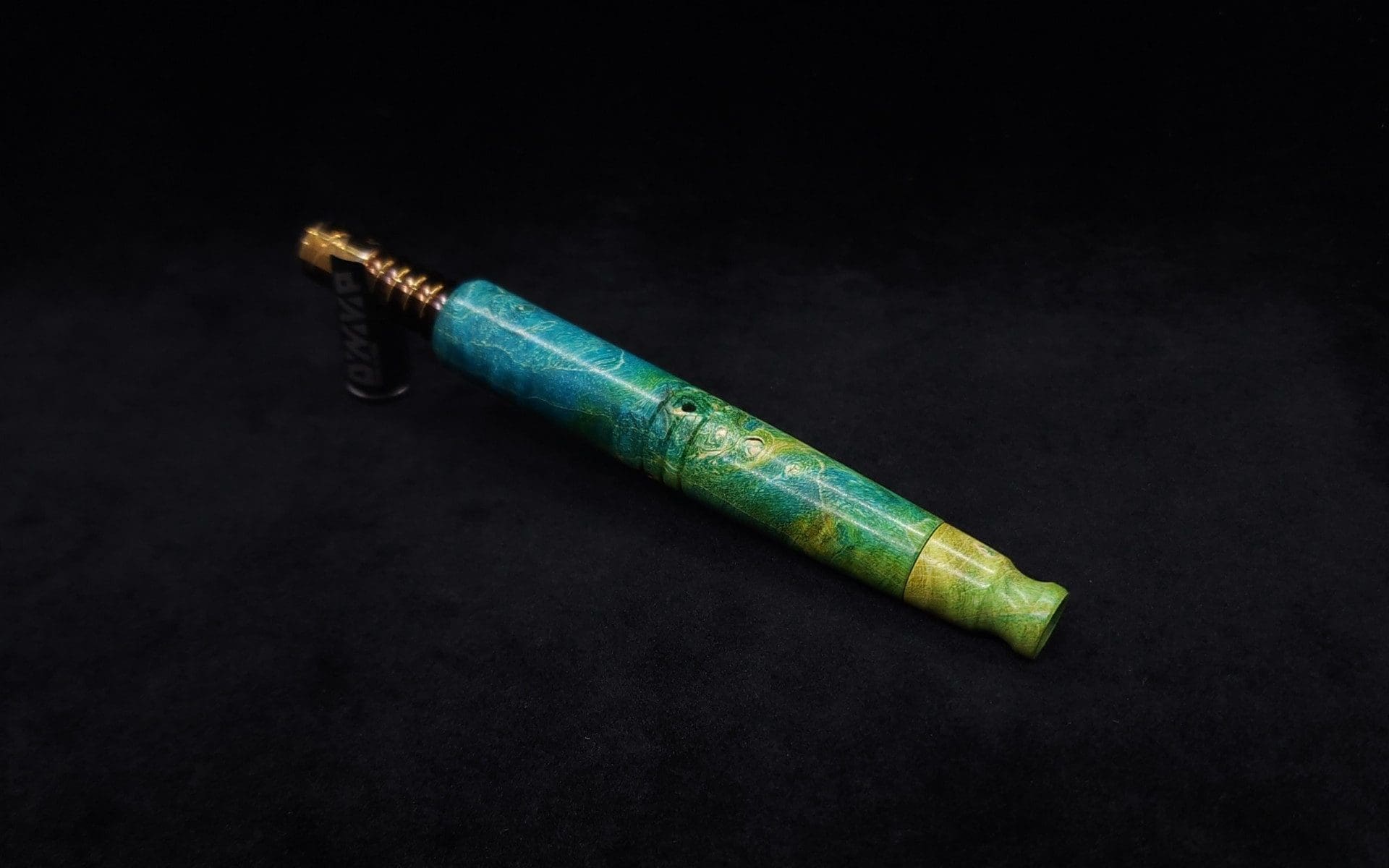 This image portrays Straight Taper XL-Dynavap Burl Stem + Book-Matched M.P. - NEW! by Dovetail Woodwork.