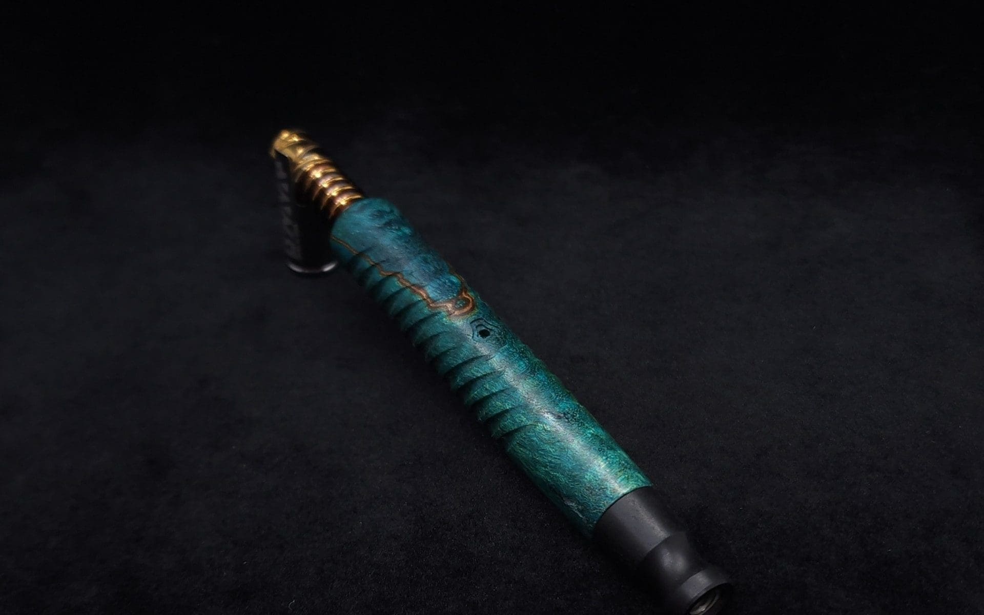 This image portrays Cosmic Burl-Eclipse (2025) XL Dynavap Stem + Ebony Mouthpiece by Dovetail Woodwork.