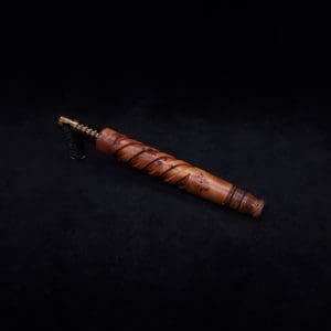 This image portrays Helical Dynavap XL Exhibition Grade Thuya Burl Stem + Tiger Stripe Black Walnut M.P.-NEW! by Dovetail Woodwork.