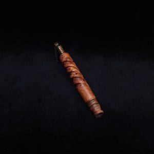 This image portrays Helical Dynavap XL Exhibition Grade Thuya Burl Stem + Tiger Stripe Black Walnut M.P.-NEW! by Dovetail Woodwork.