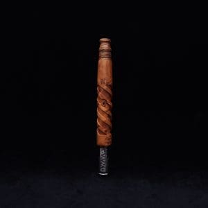 This image portrays Helical Dynavap XL Exhibition Grade Thuya Burl Stem + Tiger Stripe Black Walnut M.P.-NEW! by Dovetail Woodwork.