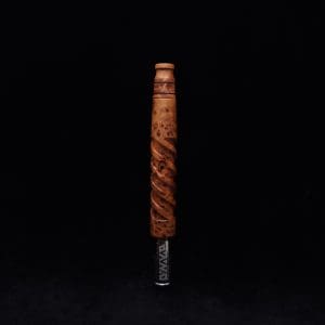 This image portrays Helical Dynavap XL Exhibition Grade Thuya Burl Stem + Matching High Class M.P.-NEW! by Dovetail Woodwork.